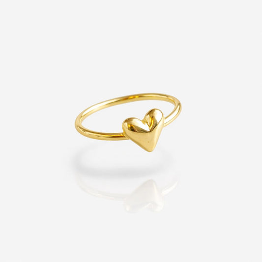 Anel Banho De Ouro Coração
