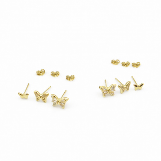 Trio de Brincos Borboletas- Delicados e Elegantes