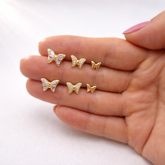 Trio de Brincos Borboletas- Delicados e Elegantes